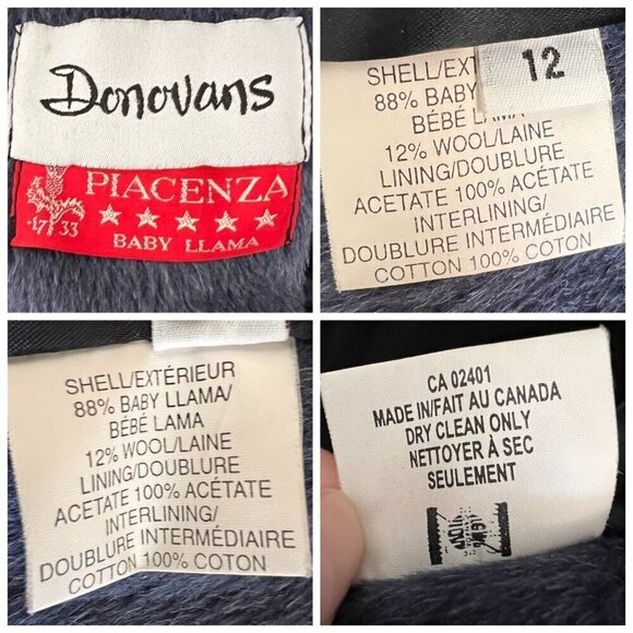 VTG Donovans Baby Llama & Wool 3/4 Length Winter Coat Blue/Purple Sz 12‎ - Picture 14 of 16